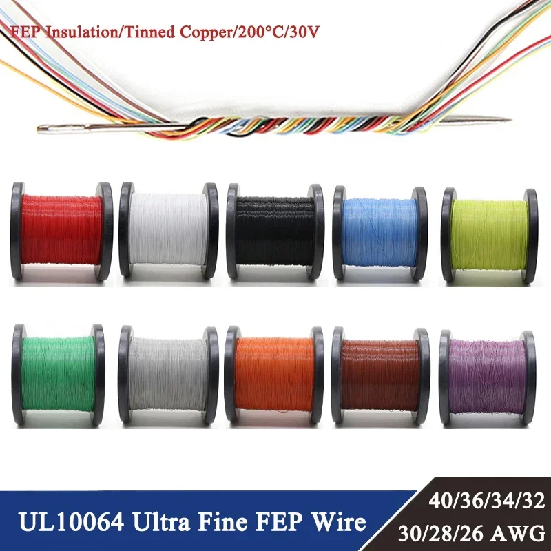 UL10064 PTFE Wire (No scroll) 40/36/34/32/30/28/26AWG PEP Plastic Solder High Conductivity Copper Cable Fine Micro Litz Wires