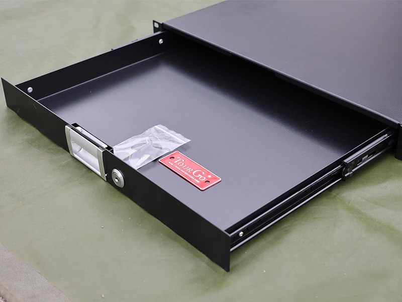 Sliding Rack Drawer Case 1U with 2 Slam Locks for Audio Racks