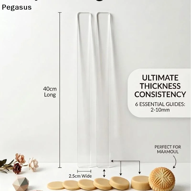 2Pcs Acrylic Thickness Ruler 2-5mm,Rolling Pin Guide For Cookie Fondant Maamoul,DIY Polymer Clay Pottery Craft Tool,Baking Rule