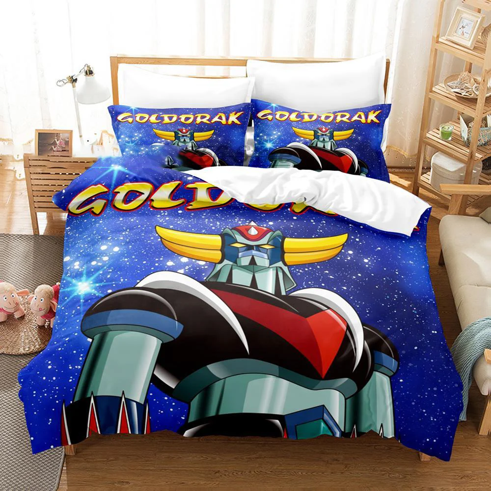 Cartoon Goldorak Grendizer UFO Robo Bedding Set Boys Girls Twin Queen Size Duvet Cover Pillowcase Bed Kids Adult