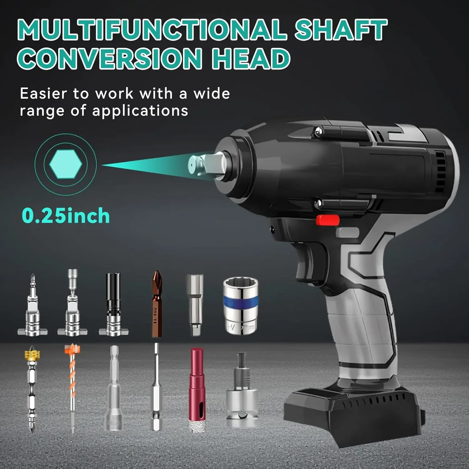 2 Counts Shaft Conversion Head,Electric Wrench With Internal Strong Magnet for Bits Drills Charging Accessories
