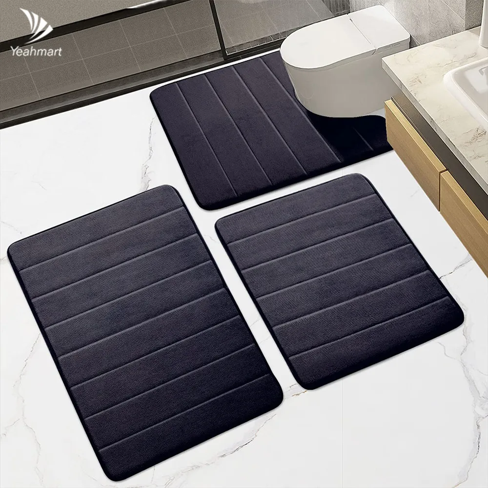 Memory Foam Bath Mat Toilet Mat Extra Soft Non-Slip Bathroom Mat Super Absorbent Bath Mats for Bathroom Floor Bath Rug Foot Mat