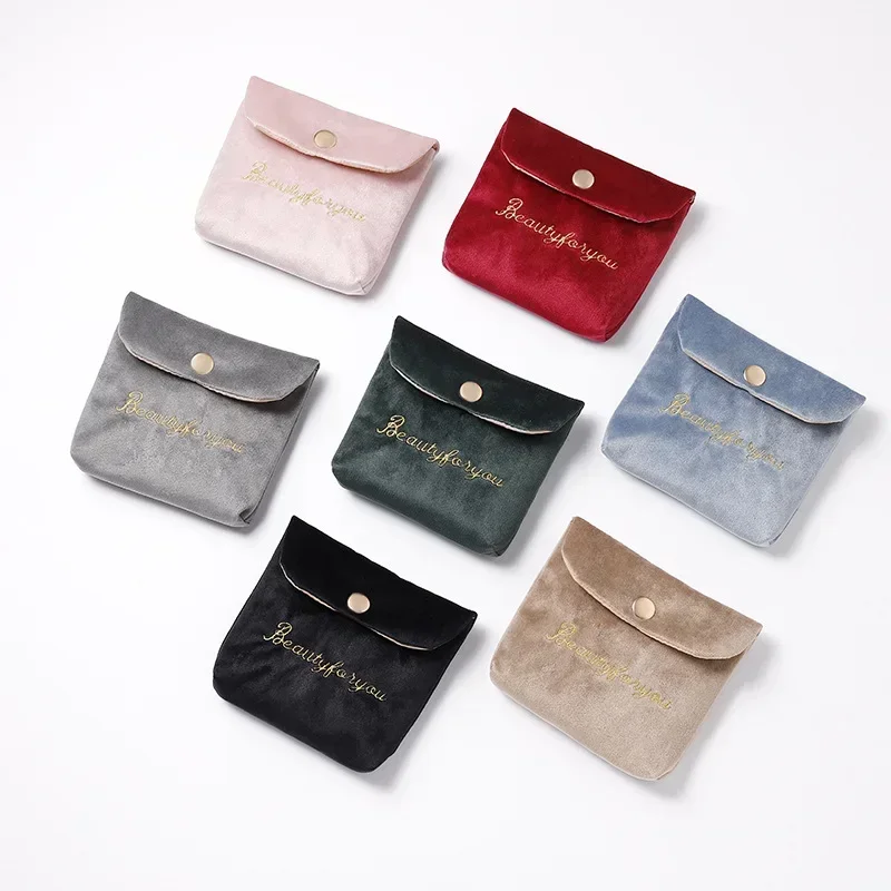 Velvet Portable Cosmetic Bag Travel Mini Coin Money ID Card Lipstick Storage Case Women Sanitary Napkin Pad Packaging Pouch Bags