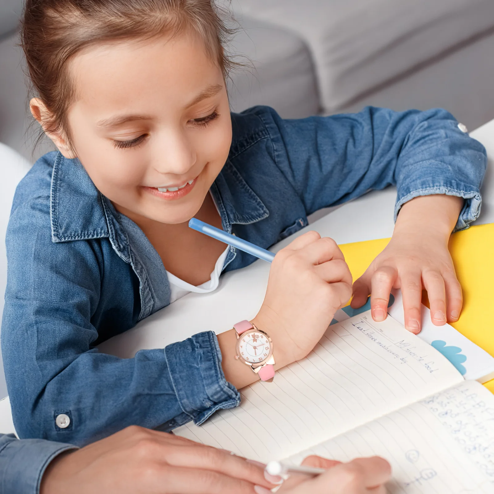 Children Watch Watches Casual Wrist Watch Pink Strap Quartz Movement Casual Wristwear Decorative Timepiece