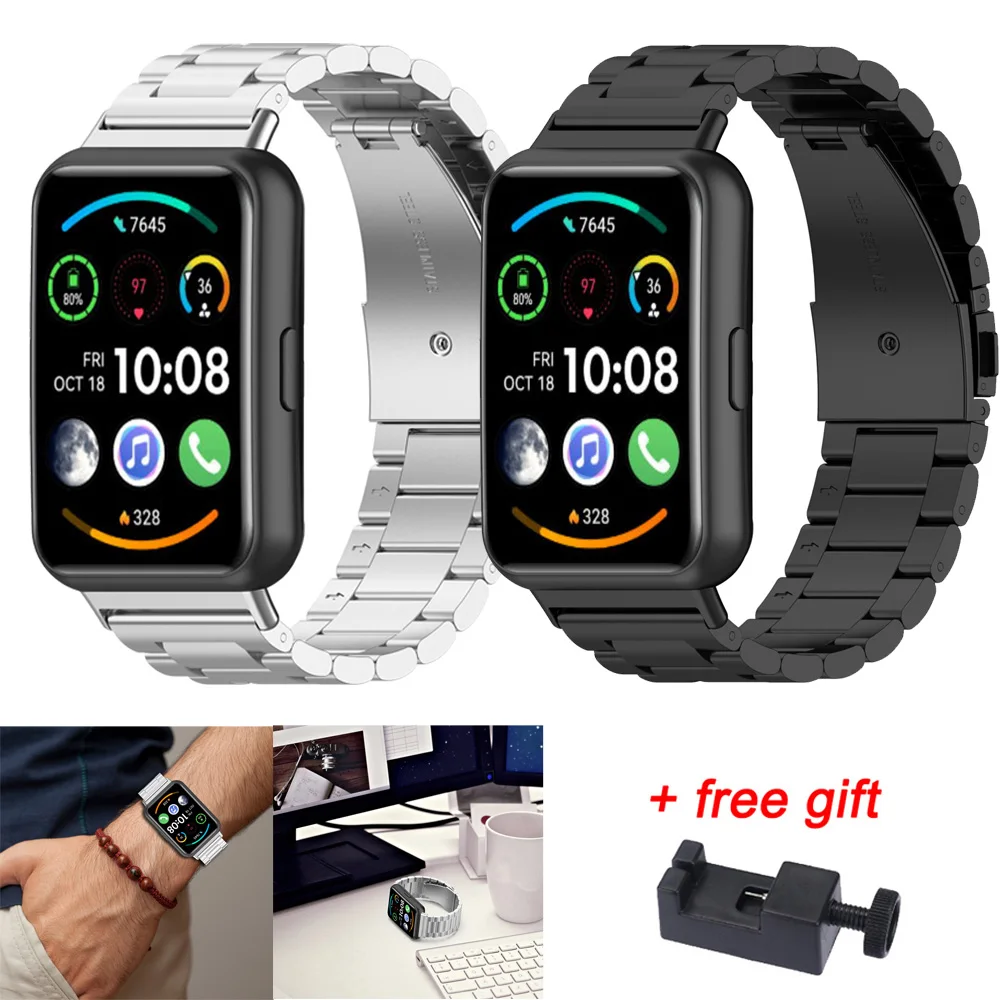 

Ремешок из нержавеющей стали для Huawei Watch Fit Fit2, металлический браслет для Huawei Watch Fit 2 active с инструментом