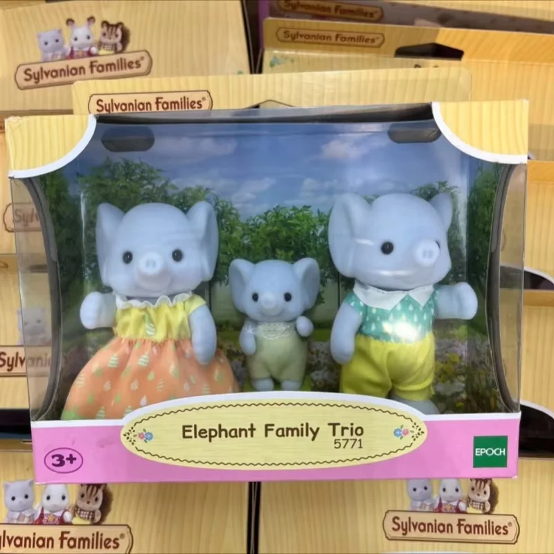Figurki anime Sylvanian Families, Calico Critters, zestaw mebli, kwiatowy kot, czekoladowy królik, słoń, panda, trio rodzinne, prezenty