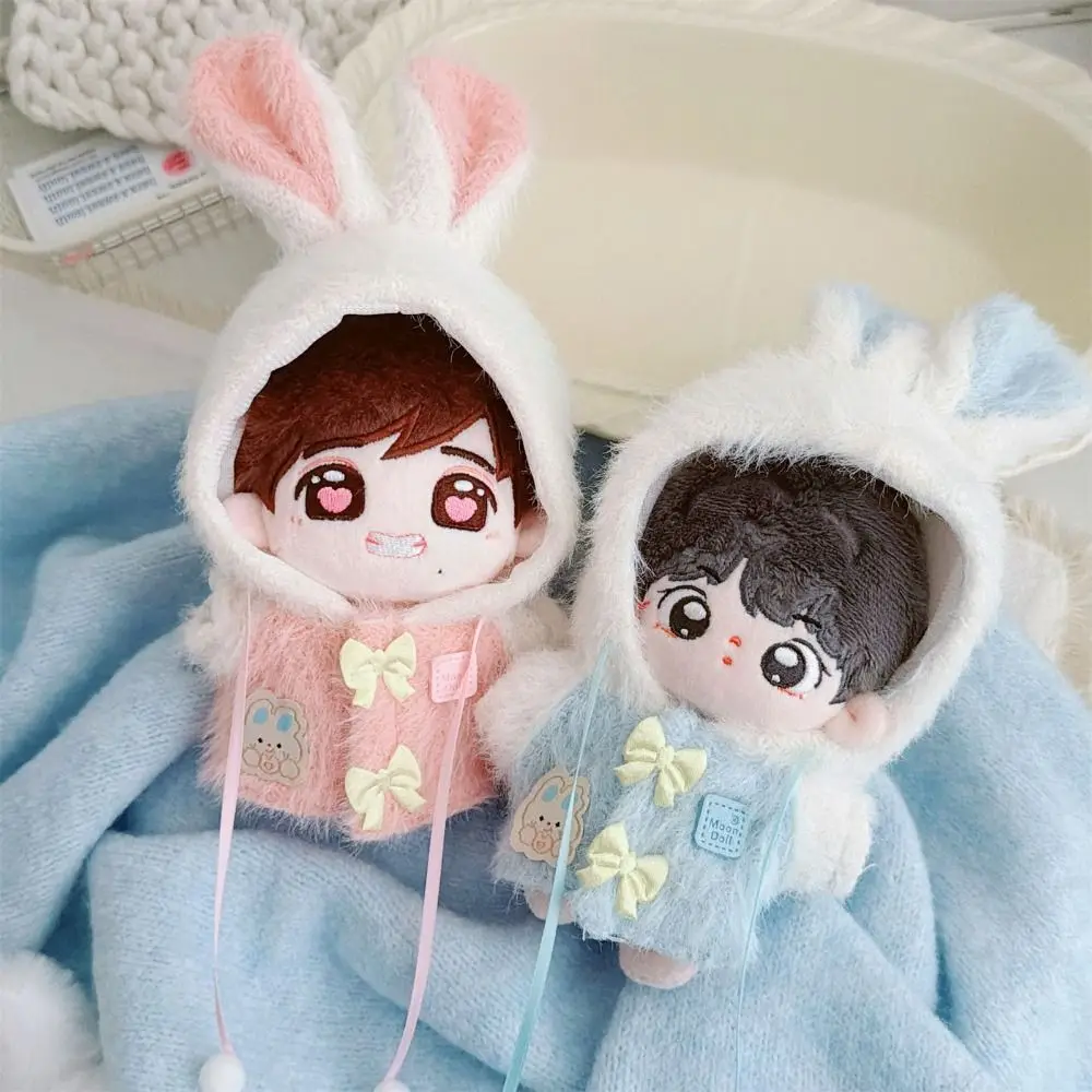 ملابس دمى كرتونية إبداعية على شكل أذن أرنب، معطف وردي وأزرق للدمى، فستان قابل للتغيير، لعبة منزل الدمى، هدية