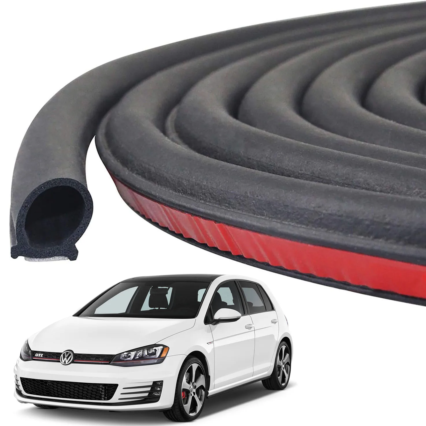 10m Rubber Car Door Edge Sound Proof Noise Seal Strip For VW Golf 2 3 4 5 6 7 8 GTI GTD R R32 Mk4 Mk5 Mk6 Mk7 Mk8 tsi tdi Estat