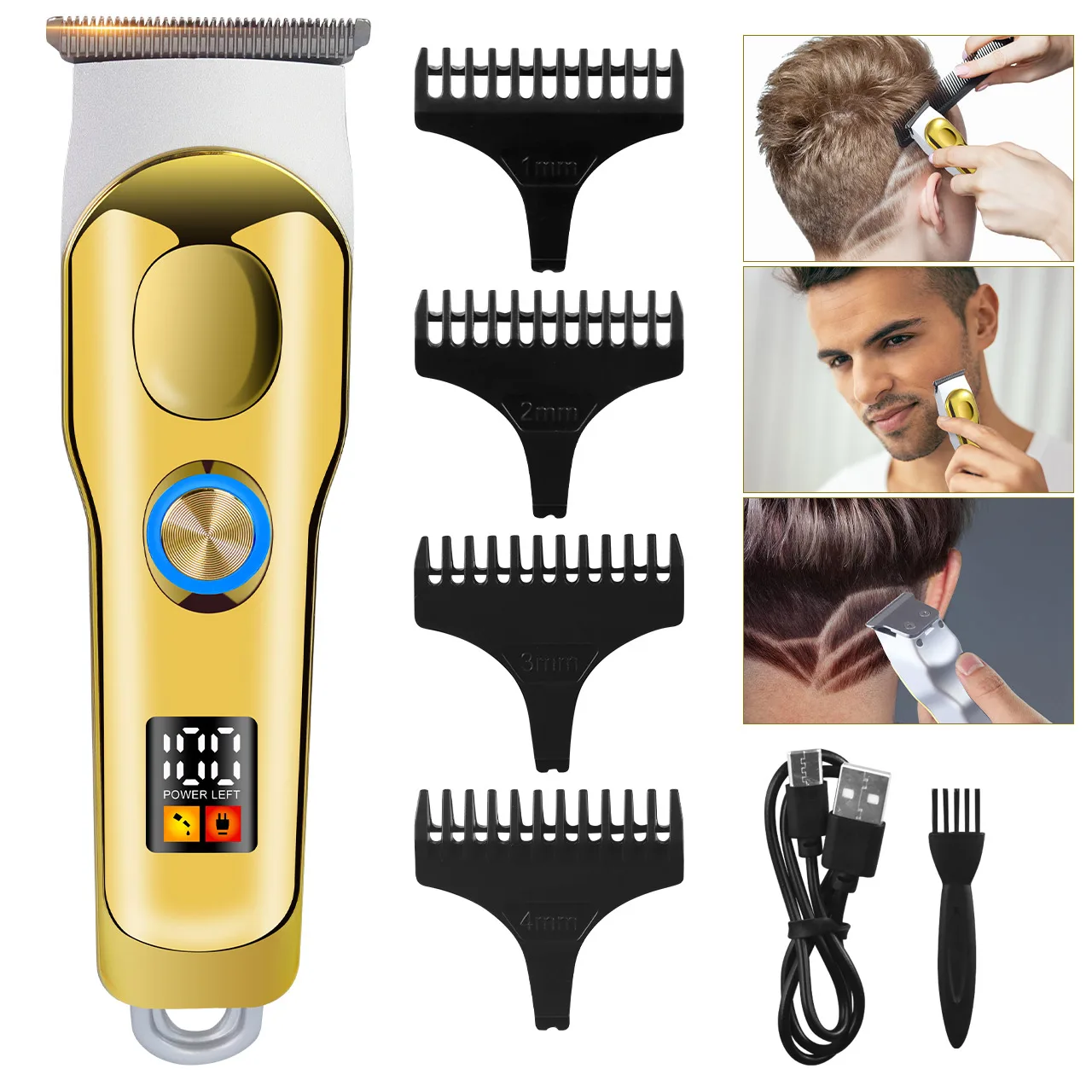 Hatteker Haarschneider, professioneller Haarschneider, Metall-Haarschneidemaschine, elektrischer, kabelloser, wiederaufladbarer Trimmer für Männer