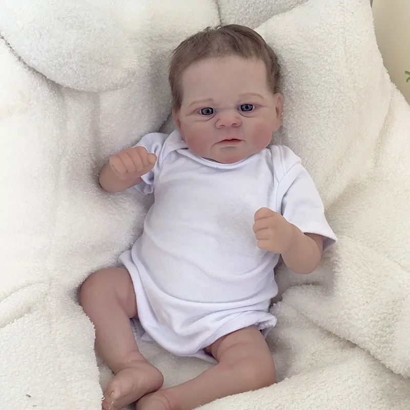 

19inch 48cm Already Painted Finished Reborn Baby Doll Elijah Awake Newborn Baby Size 3D Skin Visible Veins Collectible Art Doll