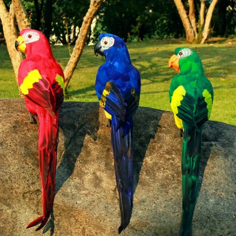 60/45cm Simulation Parrot Handmade Foam Feather Macaw Lawn Figurine Ornament Fake Animal Bird Garden Prop Decoration