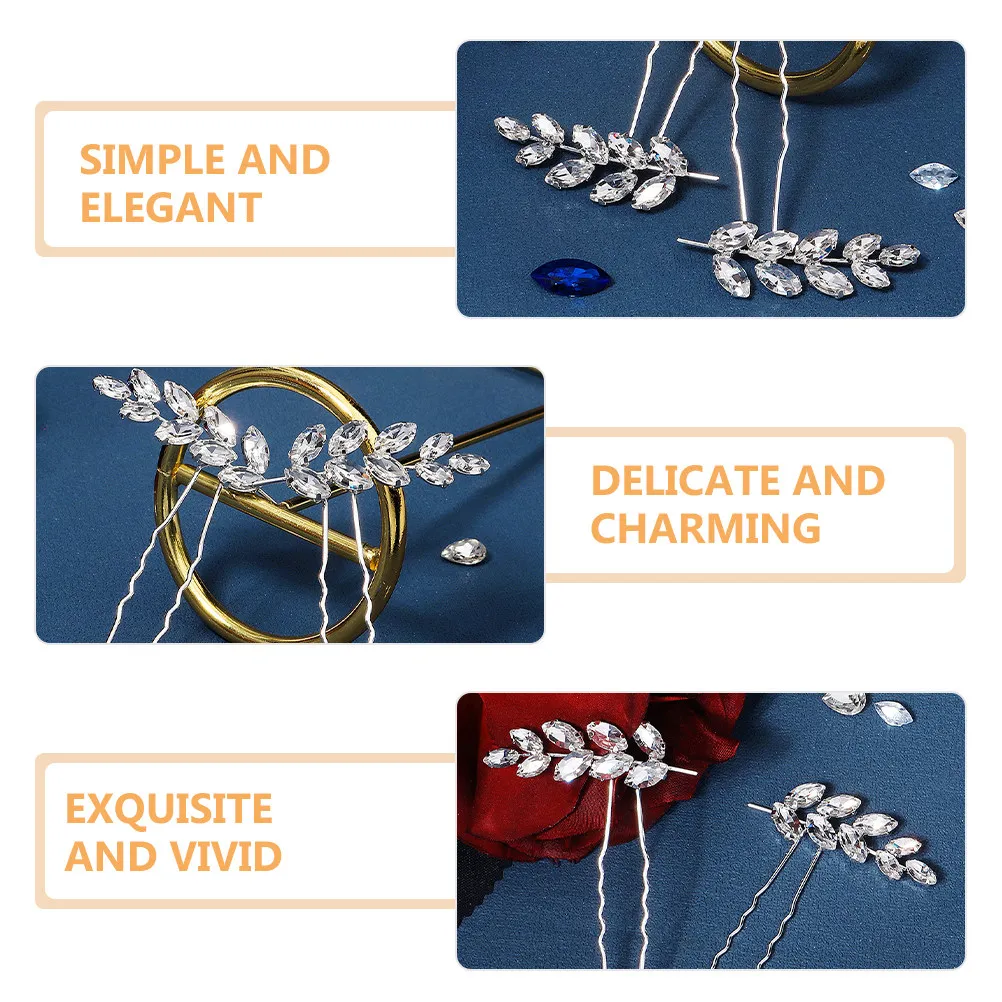 

2 шт. Элегантные заколки для волос в форме пшеничного колоса, U-образные, со стразами, для женщин, свадебные украшения, для вечеринок, повседневного использования, для фиксации прически-пучка