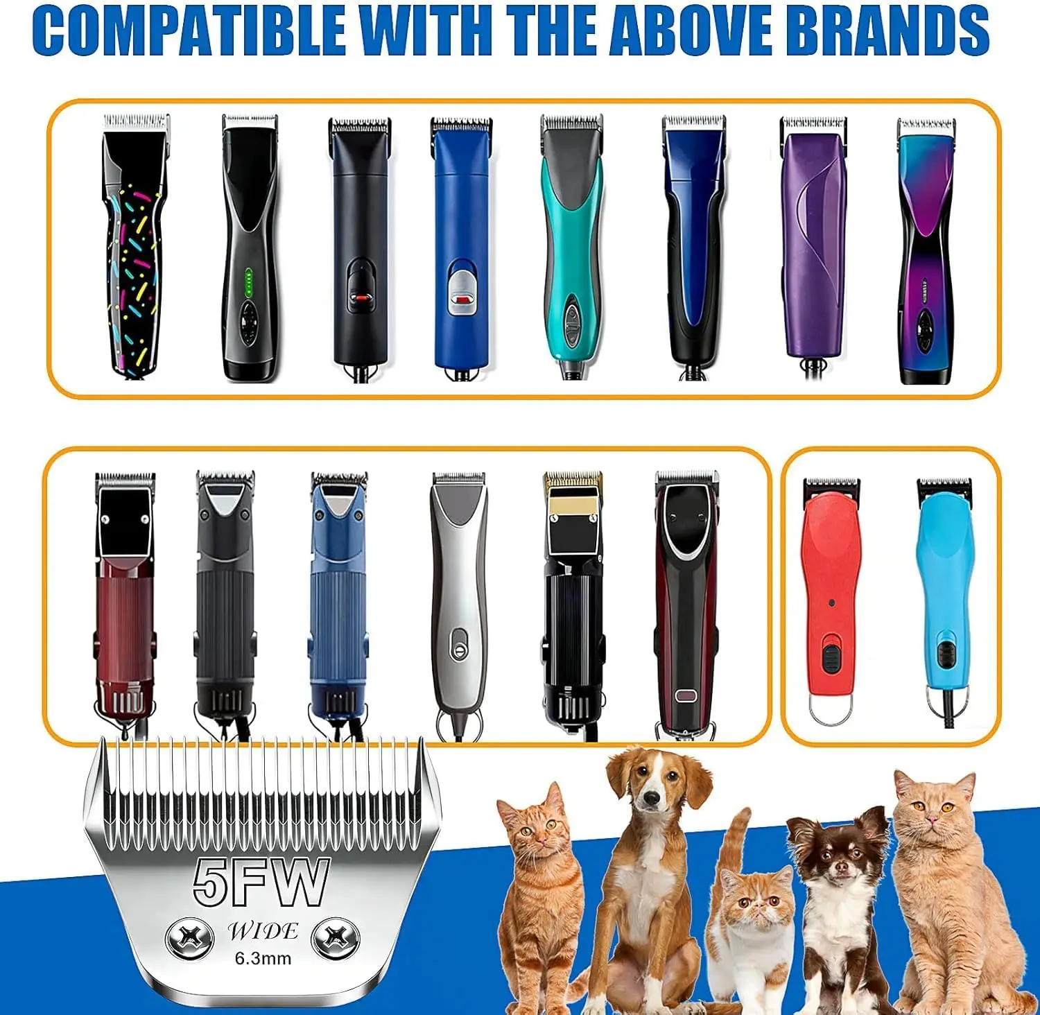 Animal Grooming Wide Blades Compatible with Andis,Oster A5,Wahl km10 Clippers Stainless Steel Blades for Pet,Dog,Cat,Horse - view 3