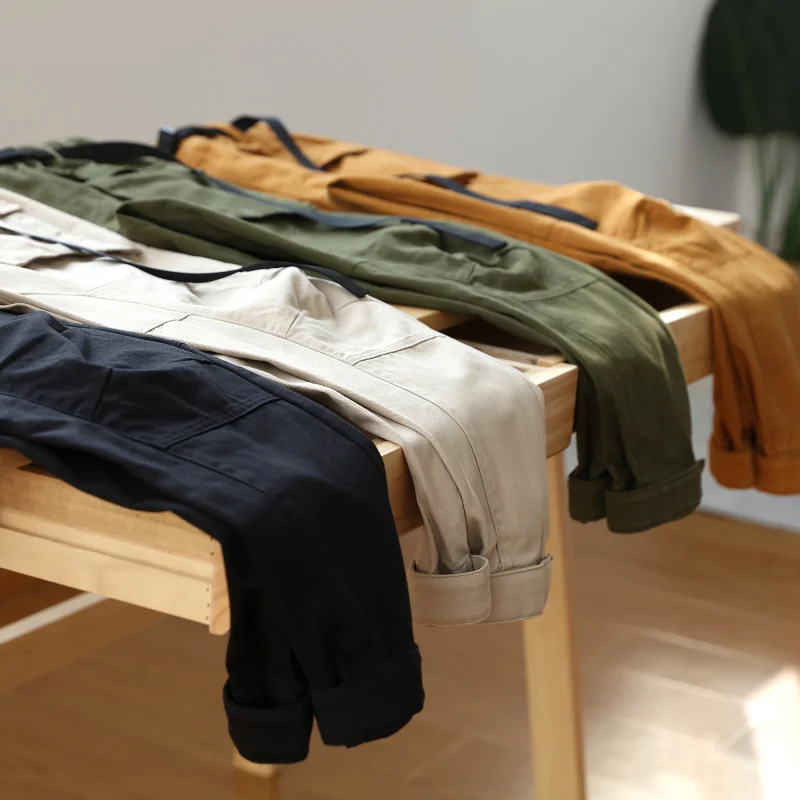 

Heavyweight 480gsm Pure Cotton Khaki Casual Trousers for Men with Large kets 3D Workwear Sle Faionable Urban Long Pants