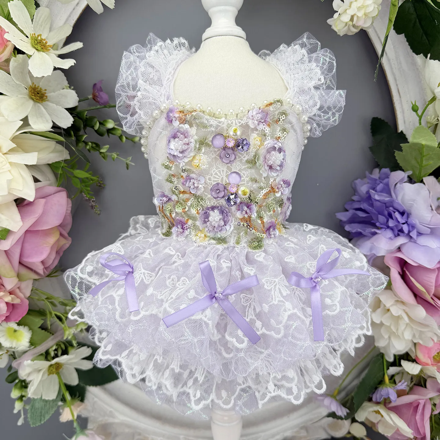 Color Gradient Star Flash Mesh Princess Dress for Dogs Cats - Thin Summer Spring Dreamlike Lolita Style Pet Clothing