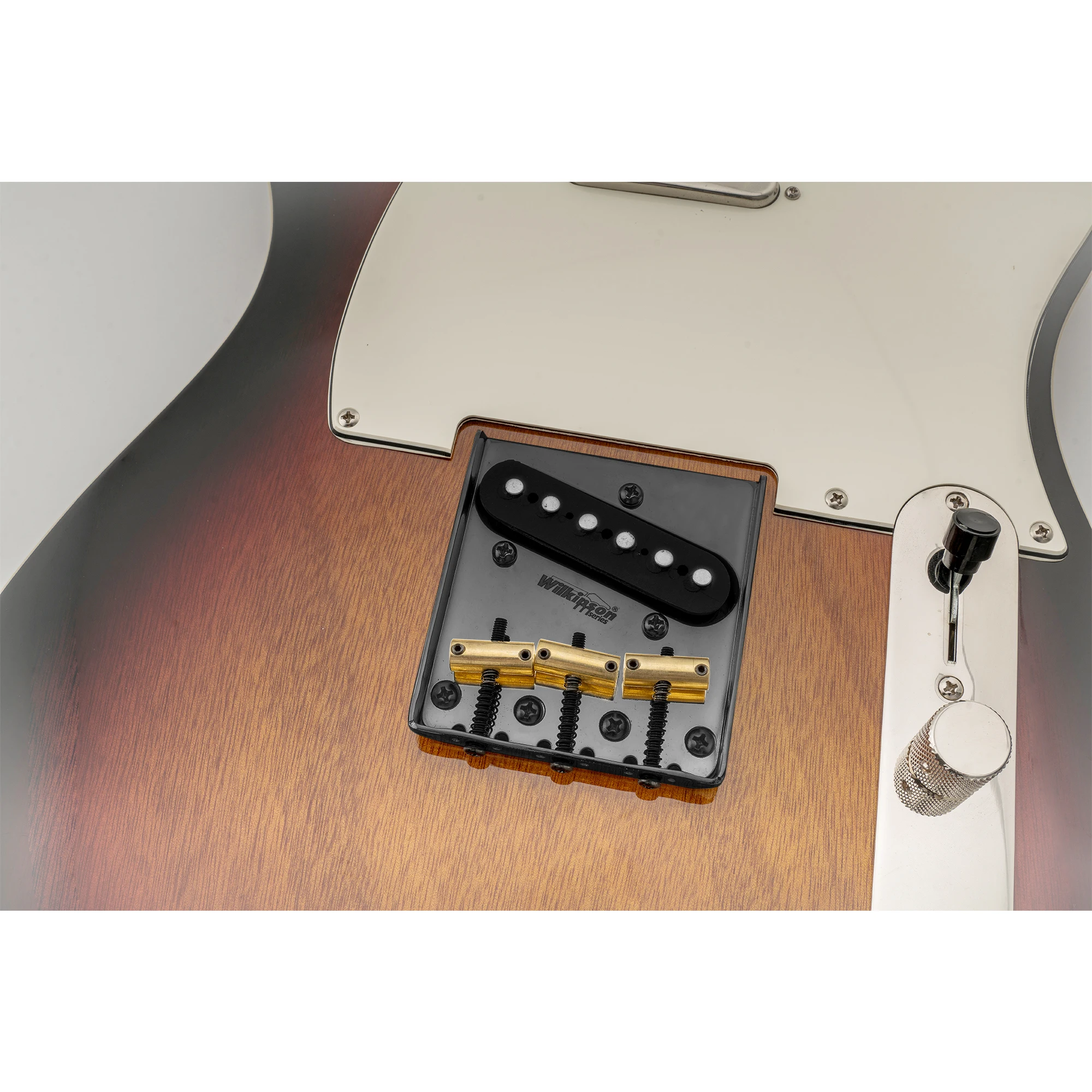 Wilkinson M Series 54mm(2-1/8 inch) Vintage Ashtray Style Bridge with 3 Brass Barrel Saddles for Tele Style Electric Guitar