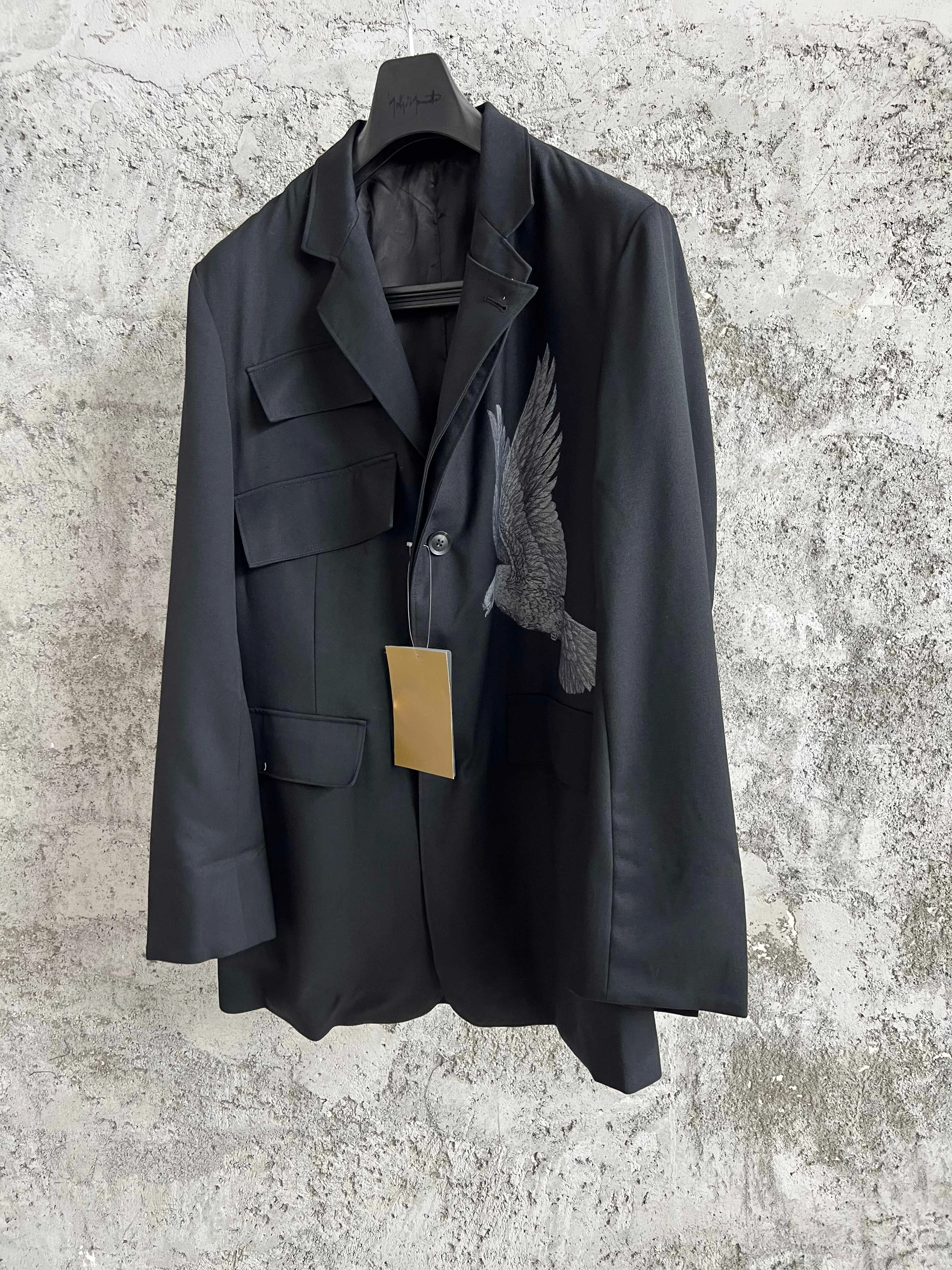 

TOP-YAMAMOTO custom-dyed peace dove wool suit black casual jacket, original from Japan