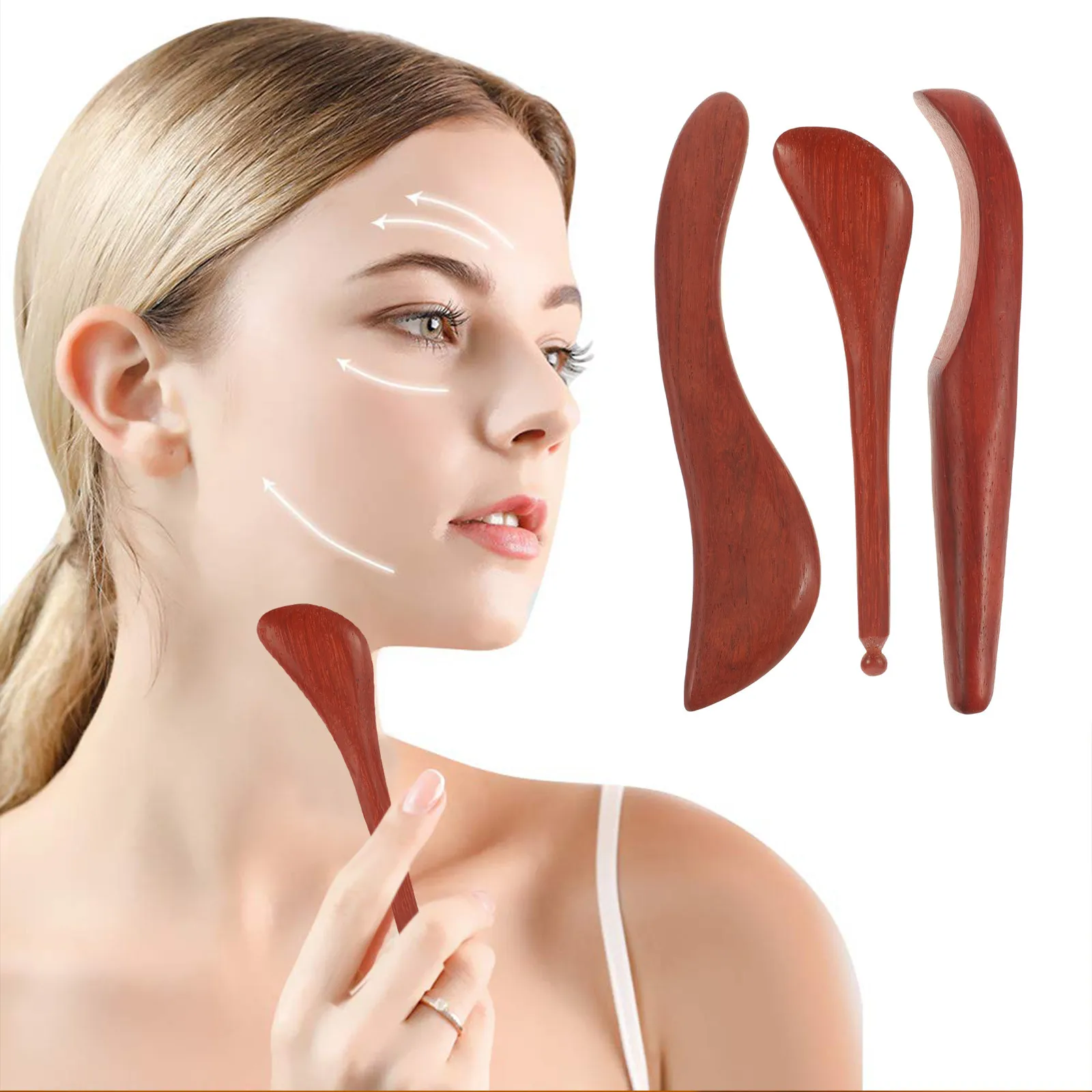 

Набор из 3 деревянных массажных скребков: многофункциональный инструмент для массажа тела и лица, портативный, многоразовый, для расслабления и ухода за телом