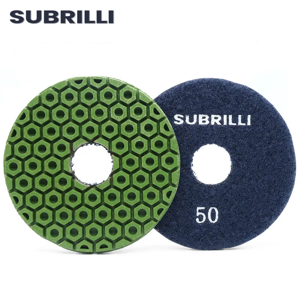 SUBRILLI 4inch Diamond Polishing Wheel Aggressive Grinding Sanding Disc For Granite Marble Stone Wet Use Edge Floor Polish Pad