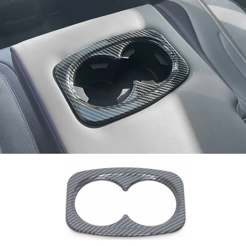 Car Rear Armrest Cup Holder Frame Trims Decoration for Byd Frigate Corvette 07 2023 2024 2025 Carbon Fiber Accessories Kit Auto