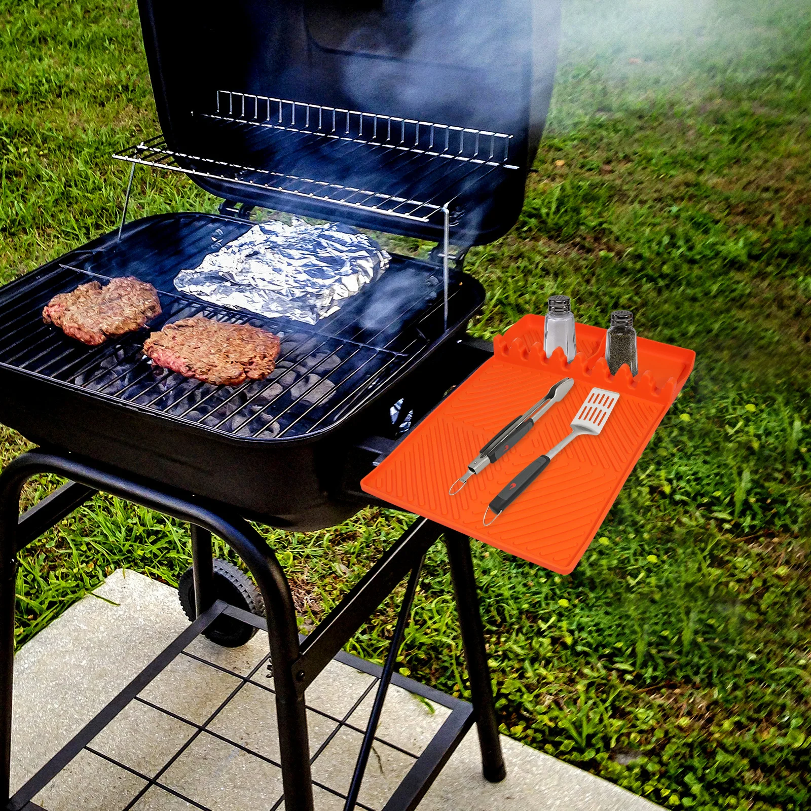 

Silicone Griddle Mat Durable Heat Resistant Non-Slip Protective Mat Bbq Tool Drying Silicone Grill Pad Grill Side Storage