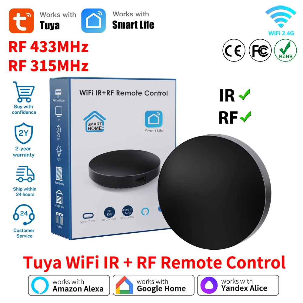 Tuya WiFi IR RF التحكم عن بعد أتمتة المنزل الذكي تكرار مكيف الهواء التلفزيون لتطبيق الحياة الذكية يعمل مع Google Home Alexa
