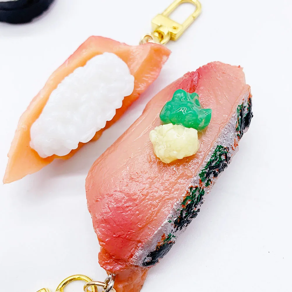 

2 Pcs Sushi Pendants High Quality Metal Keychains Design Bag Bag Hanging Ornament Ornament Christmas Gift
