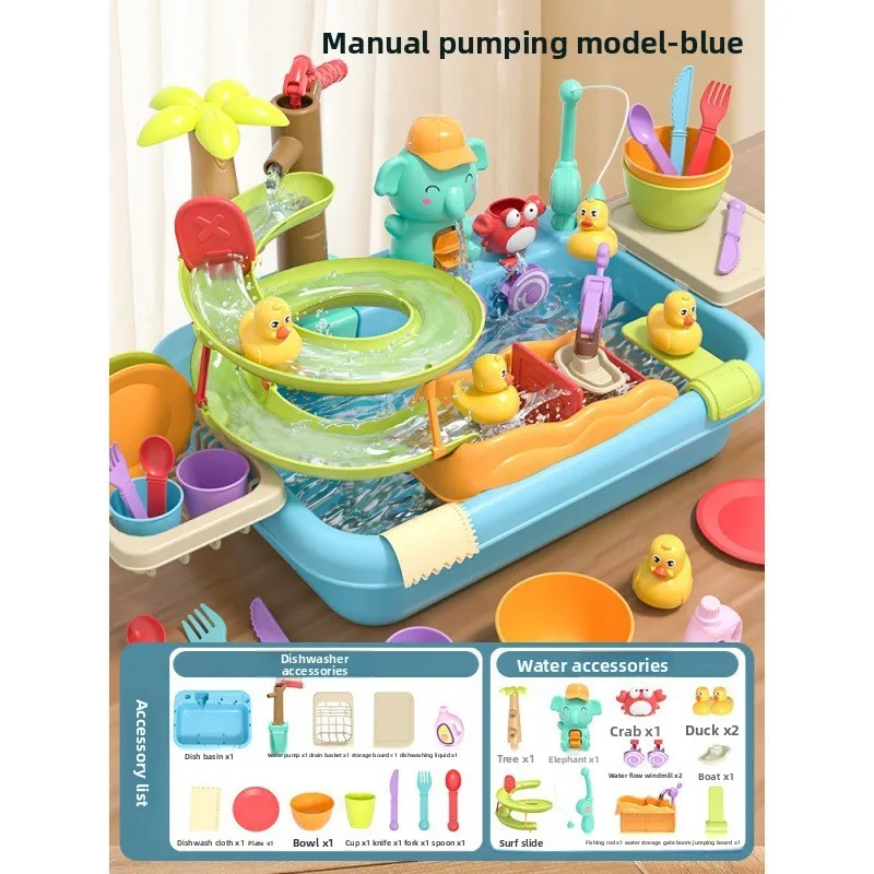 Juguetes para lavavajillas para niños, salida de circulación, agua eléctrica, fregadero de verduras, casa de juegos para bebés, juguetes de cocina