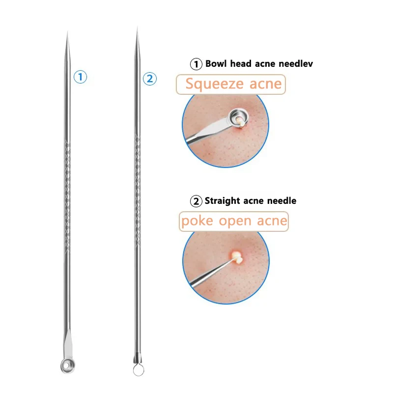 Pimple Popper Tool Kit Blackhead Remover Acne Needle Tools Set Removing Treatment Comedone for Nose Face Skin Blemish Extractor view 4