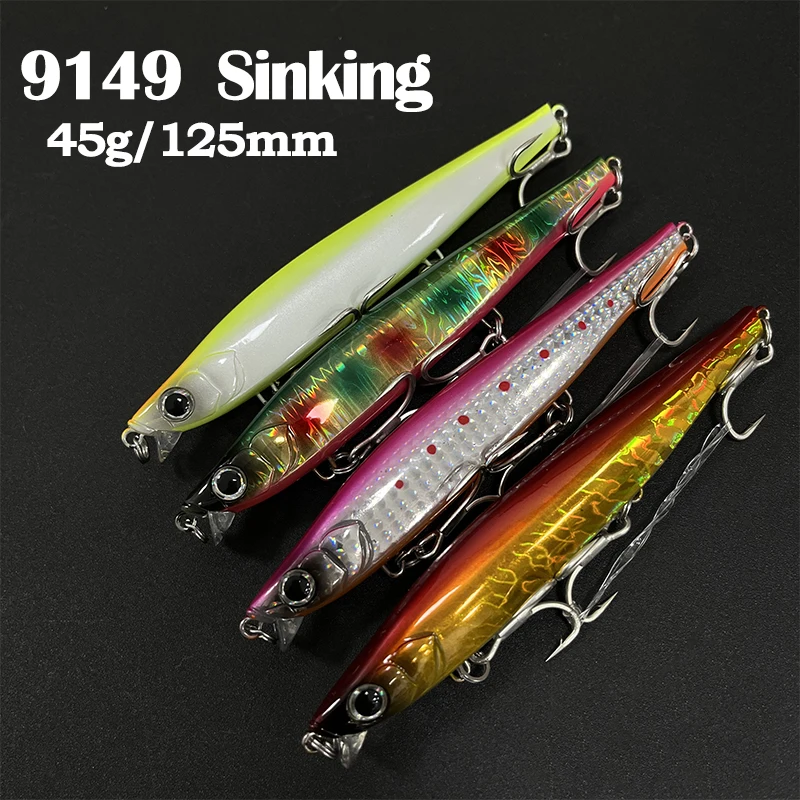 

125mm 45g Heavy Sinking Slim Minnow Lure Laser Artificial Hard Bait Saltwater Bass Carp Wobblers Fishing Pesca Jerkbait Swimbait