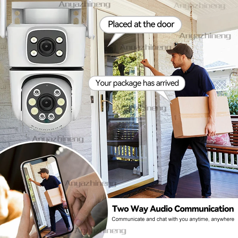 كاميرا CCTV للمنزل والخارجي/داخلي مع إنذار كشف الحركة وصوت ثنائي الاتجاه ومراقبة عن بعد ورؤية ليلية بالأشعة تحت الحمراء والفيديو