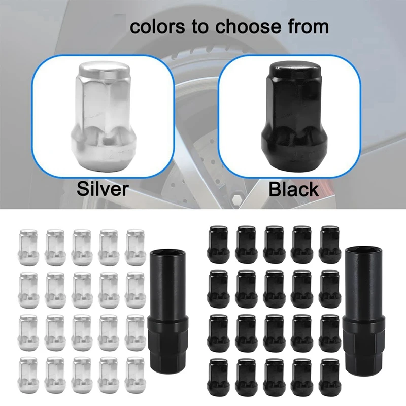 NEW-Car Wheel Lug Nuts,20PCS Chrome Aftermarket Closed End Duplex 6 Spline Lugnut With 1 Key,Fuel Rim Lug For Vehicle