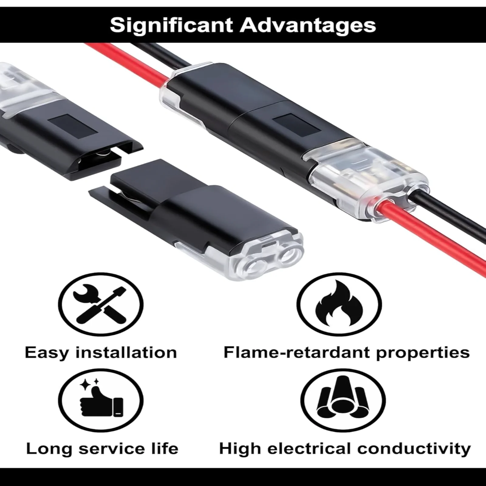50Pcs Electric Wire Connector 2-Pin Dual-Wire Low-Voltage Quick-Connect Plug With Locking LED Light Strip Universal Compact Wire