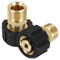 Pressure Washer Hose 5000PSI Sturdy Metal Pressure Washer Adapter Brass M22 15mm Female to M22 14mm Male Connect Fitting 2Pcs