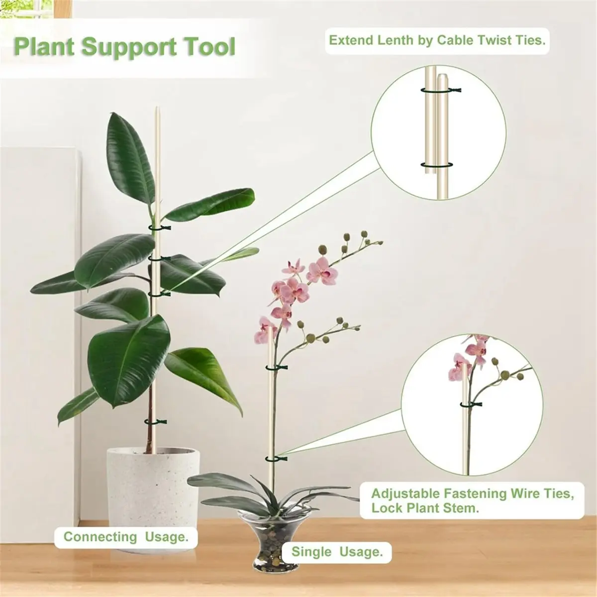 Bamboo Plant Stakes Plant Support Stakes for Seedlings Gardening Potted Floral Plant,Wooden Sign Posting Garden Stick
