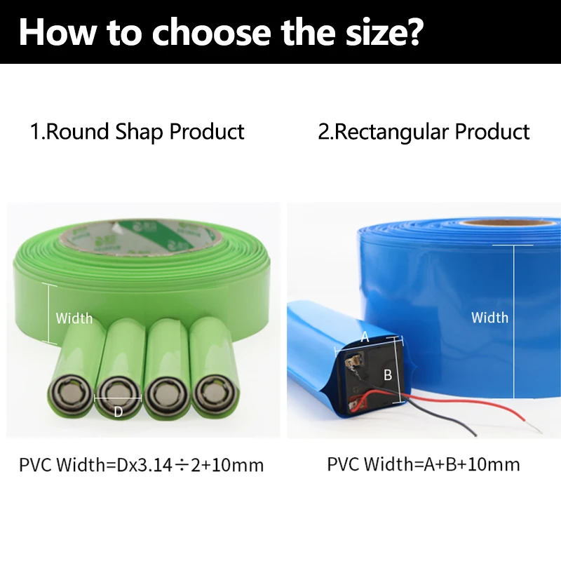 2/5/10/50/100m Width 66mm PVC Heat Shrink Tube Insulated Film Wrap Protection Case Wire Cable Sleeve Lithium Battery 18650 Pack