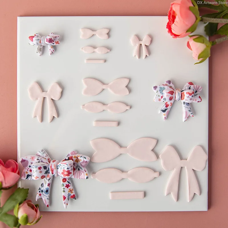 3PCS/SET Bow Series Polymer Clay Earrings Soft Pottery Mold DIY Bowknot Hairpins Brooch Jewelry Cutting Die Gift Making Tools