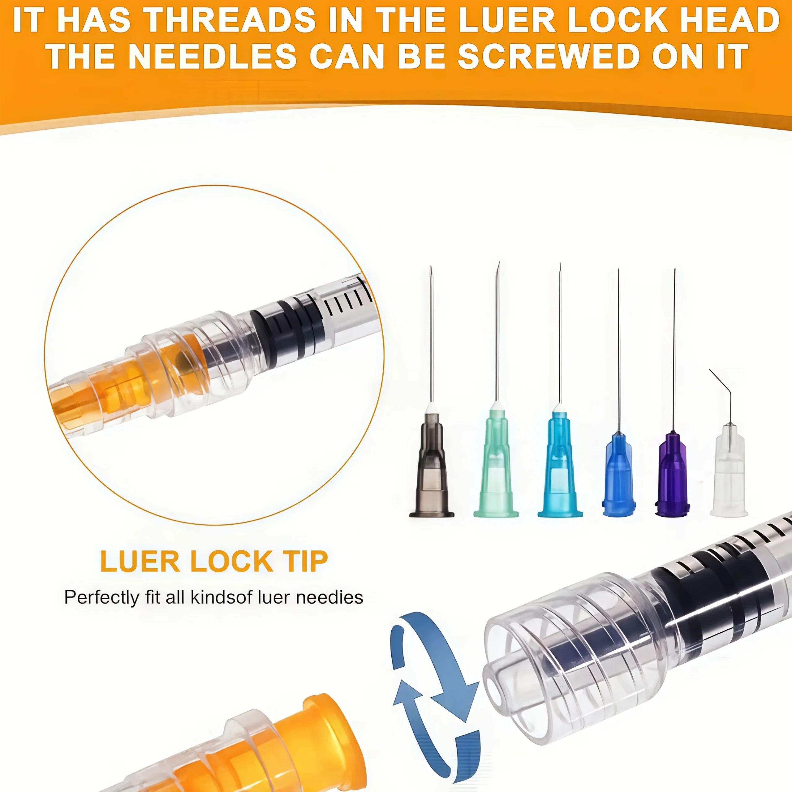 1ml Luer Lock Plastic Syringes Without Needles, Disposable Syringes with Caps for Lab Dispensing, Pet Feeding, Garden Fertilizer view 3
