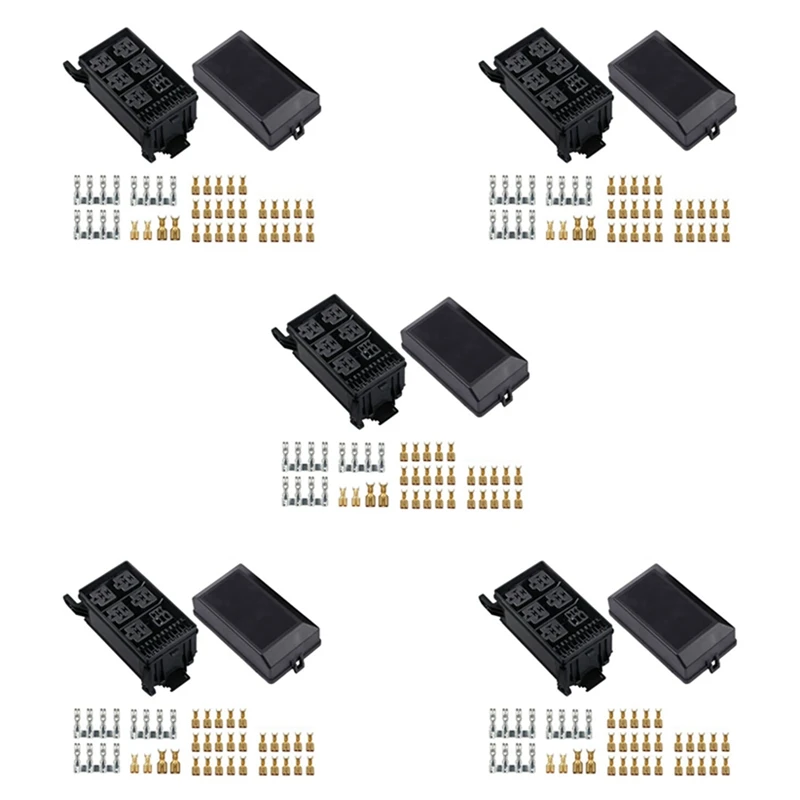 

5X Fuse-Relay Box 5-Fuse Holders 6 Relay Block Holders Fuse-Block 12V Fuse-Box Car