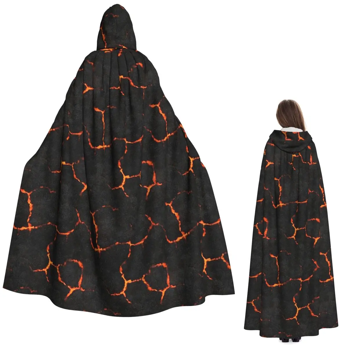 

Volcanic Lava Long Hooded Cloak Witch Medieval Costume Cosplay Cape HalloweenParty Adult Unisex