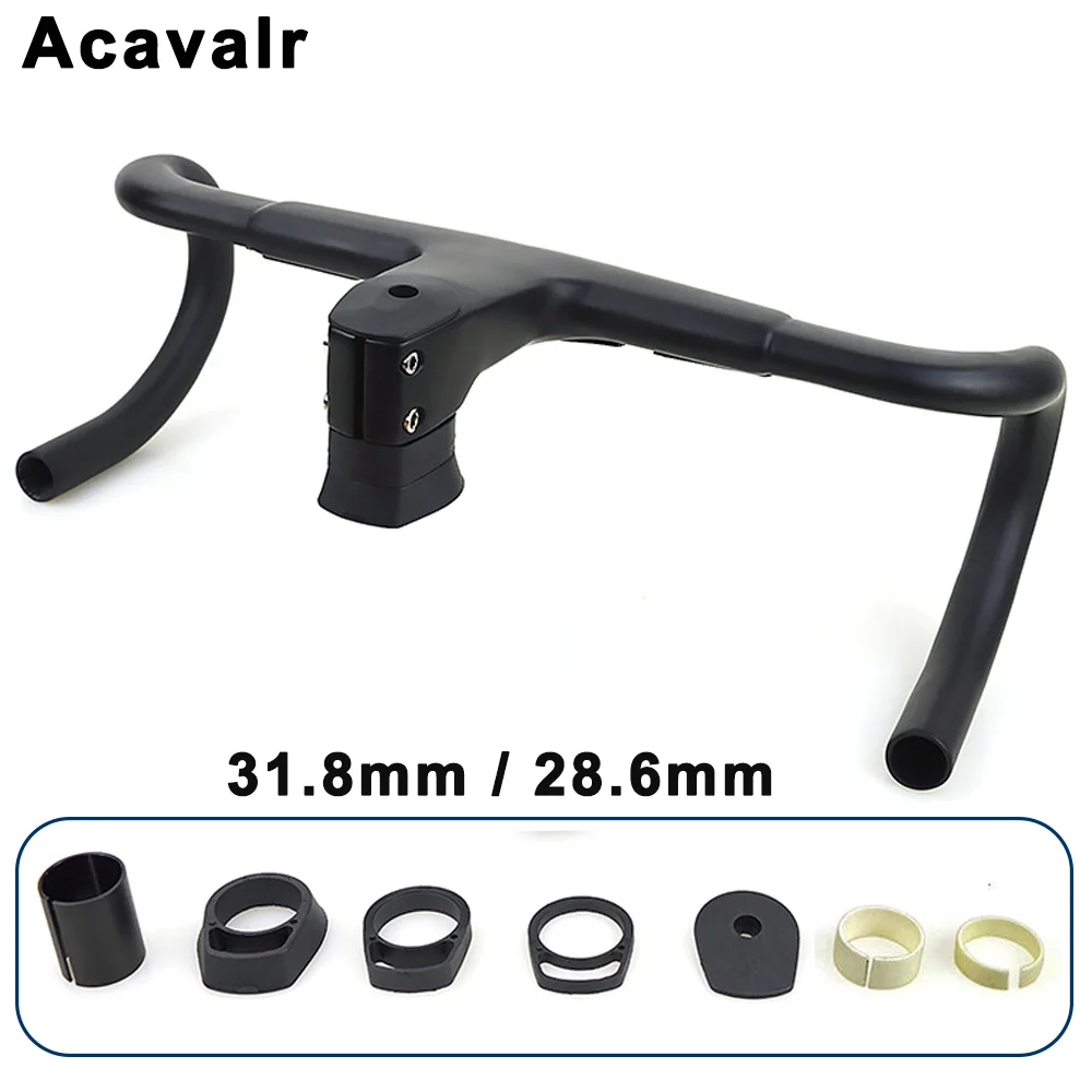 31.8mm Road Bike Handlebar T800 Carbon Fiber Fully Internal Circuit Integrated Handlebar with Adjustable 28.6mm Bike Accessories