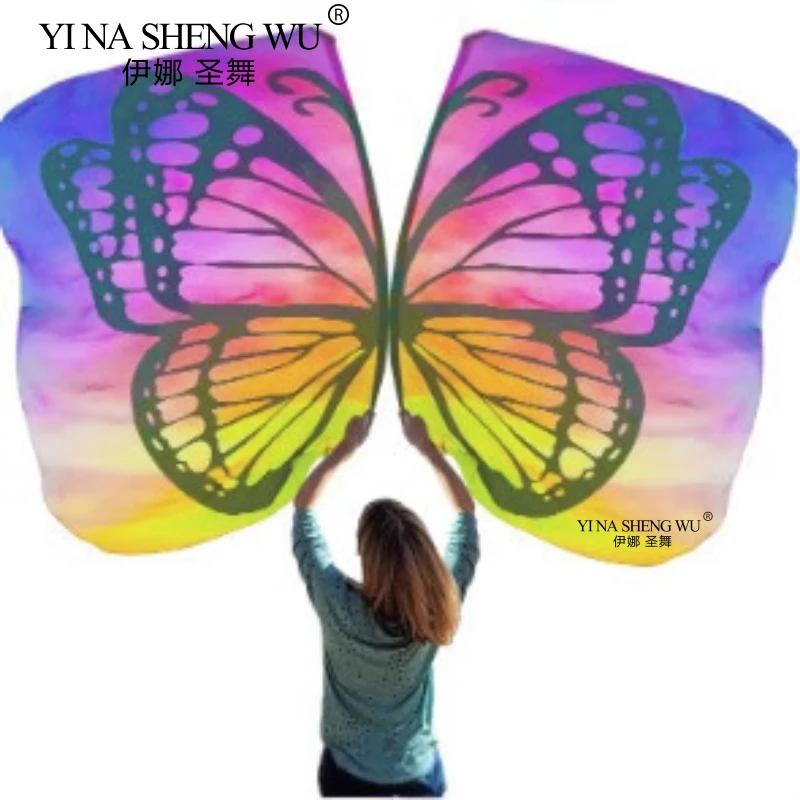 Belly Dance Props Colorful Butterfly Flag Telescopic Stick Lightweight Scalable Rods Dance Party Performance Accessories