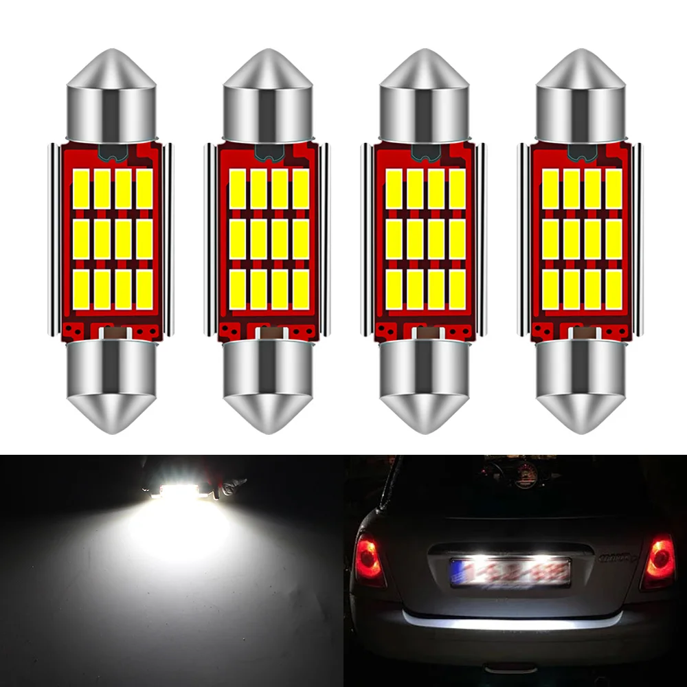 4PCS Canbus LED Festoon C5W Car Number Plate Bulb White for BMW Mini R50 R52 R53 R56 R57 R58 R59 License Plate Light Lamp