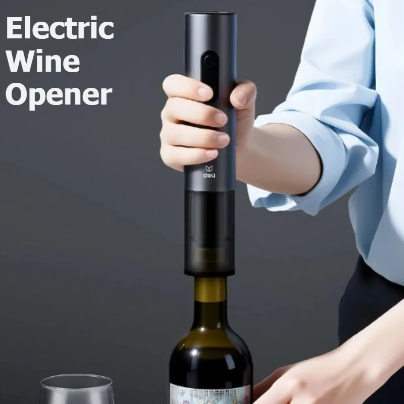 Deli Electric Wine Opener for Home Use Stainless Steel Multifunctional Beer Bottle Opener Set Kitchen Accessorie for Beer