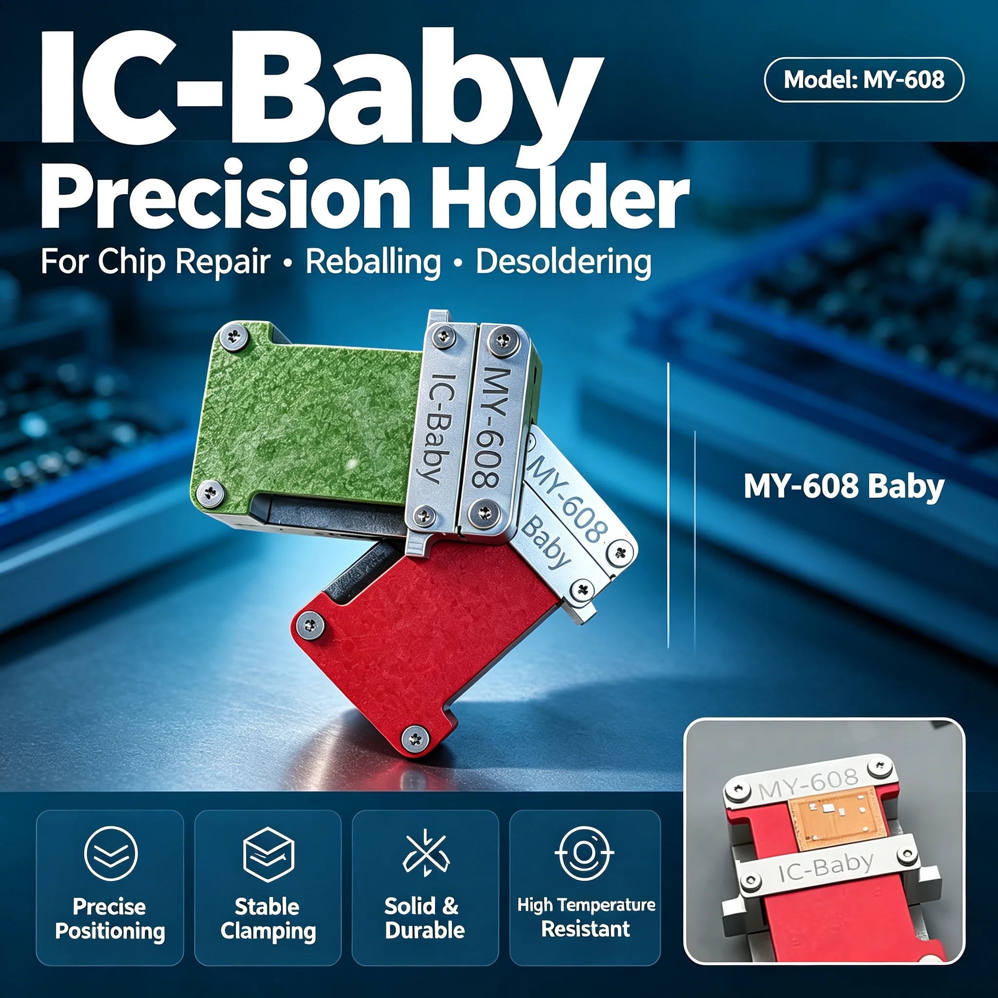 MR YANG MY-608 IC-Baby Precision Holder BGA Chip Fixture for Phone Motherboard CPU IC Reballing & Soldering Repair