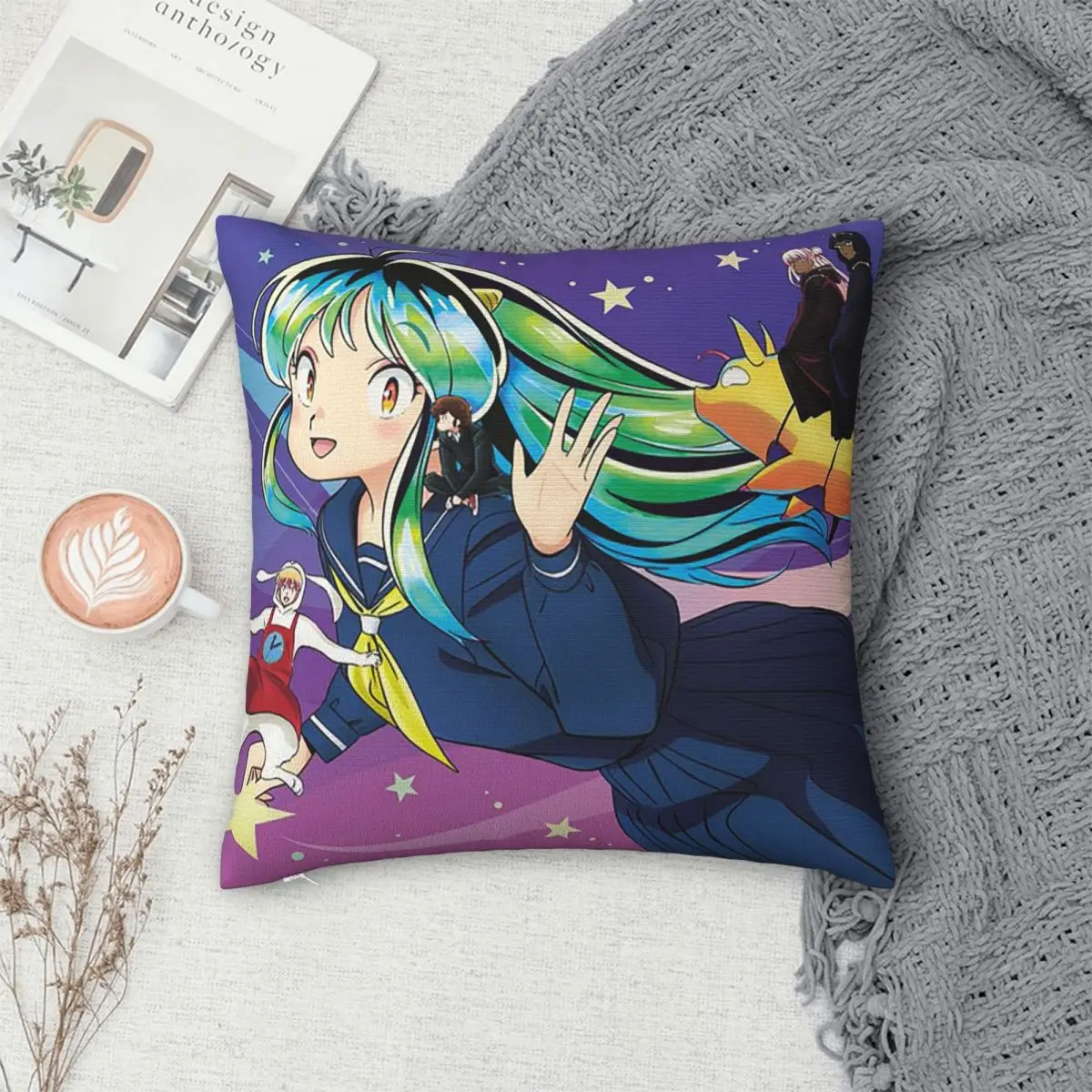 Urusei Yatsura Anime Game Square Pillowcase Cushion Cover Pillow Case Throw Pillow Cover for Home Sofa Living Room