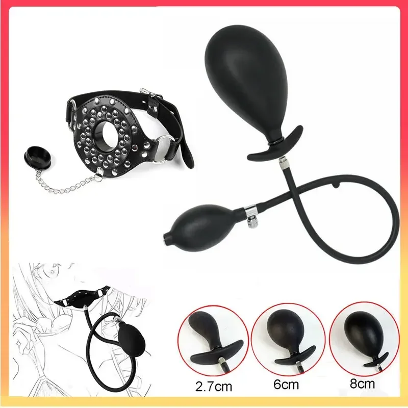 Plug Pump Inflatable Anal Mouth Plug Butt Plugs Dildo Anal Expander Gag In Mouth for Girl Bondage BDSM Sex Toys for Adults 18+