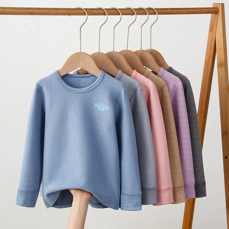 Infants Boys Girls Thermal Underwear Autumn Winter Warm Thicken 3-18 Years Teenage Kids Thermal Clothing Cozy Soft Children Tops
