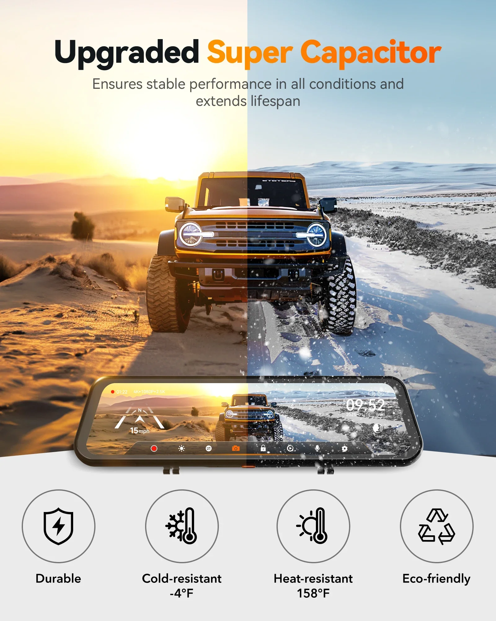 Wolfbox G900TriPro Distributor Bumper Version 3 Channel Rearview Mirror Dash Cam 4k Black Car     with Gps