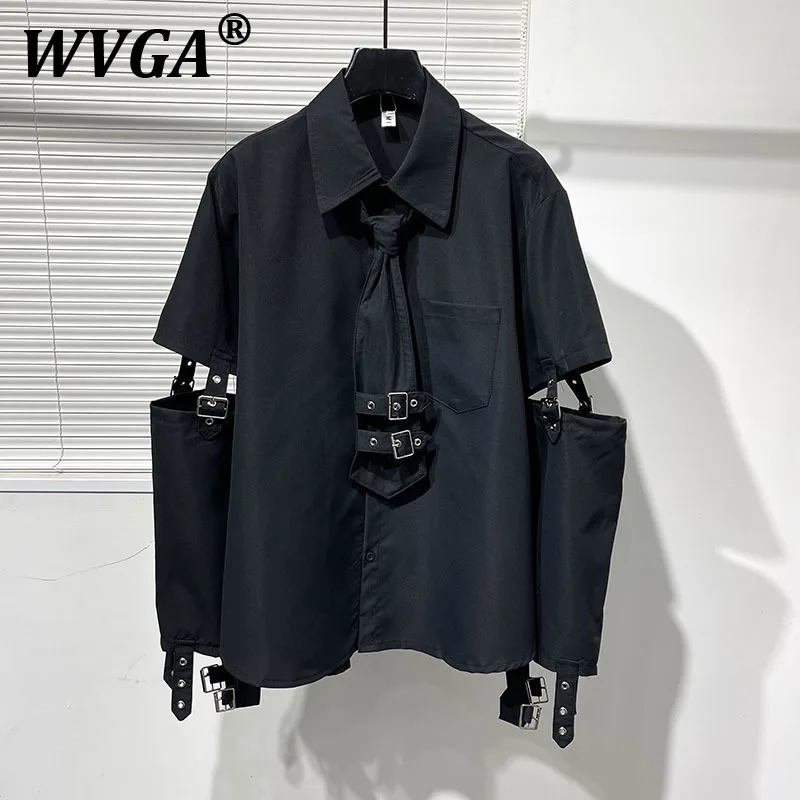 

WVGA весна осень новые мужские рубашки оригинального дизайна Techwear металлические лоскутные рубашки с длинными рукавами шикарные повседневные топы в стиле сафари W8080